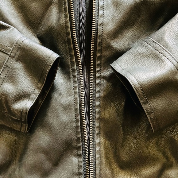 GUESS Faux Leather Hooded Moto Jacket - Picture 6 of 14